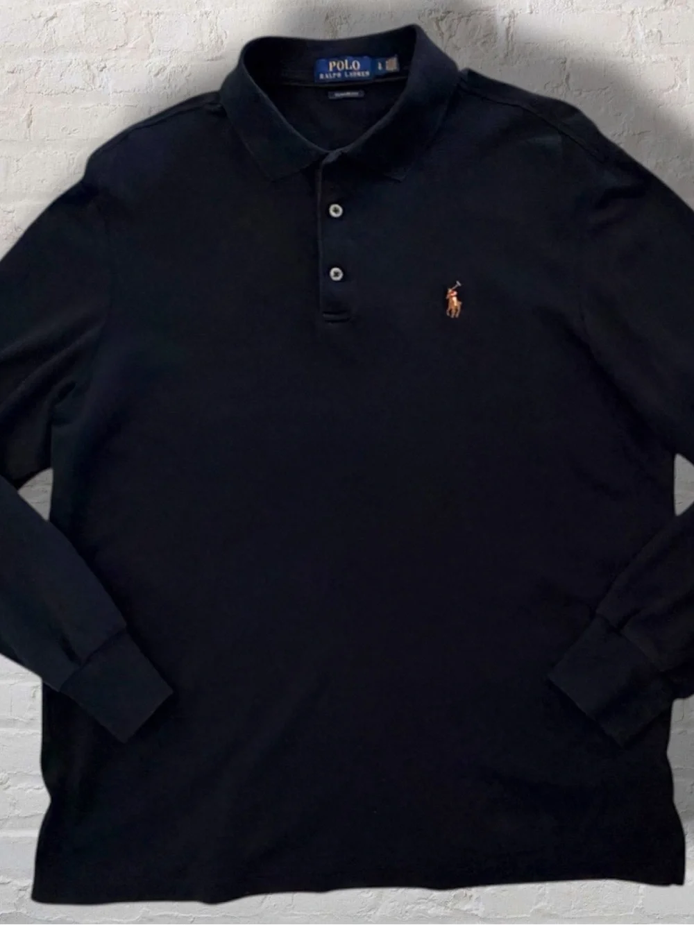 Polo Ralph Lauren Men’s L Classic Fit Long Sleeve Polo Multicolor Pony Black